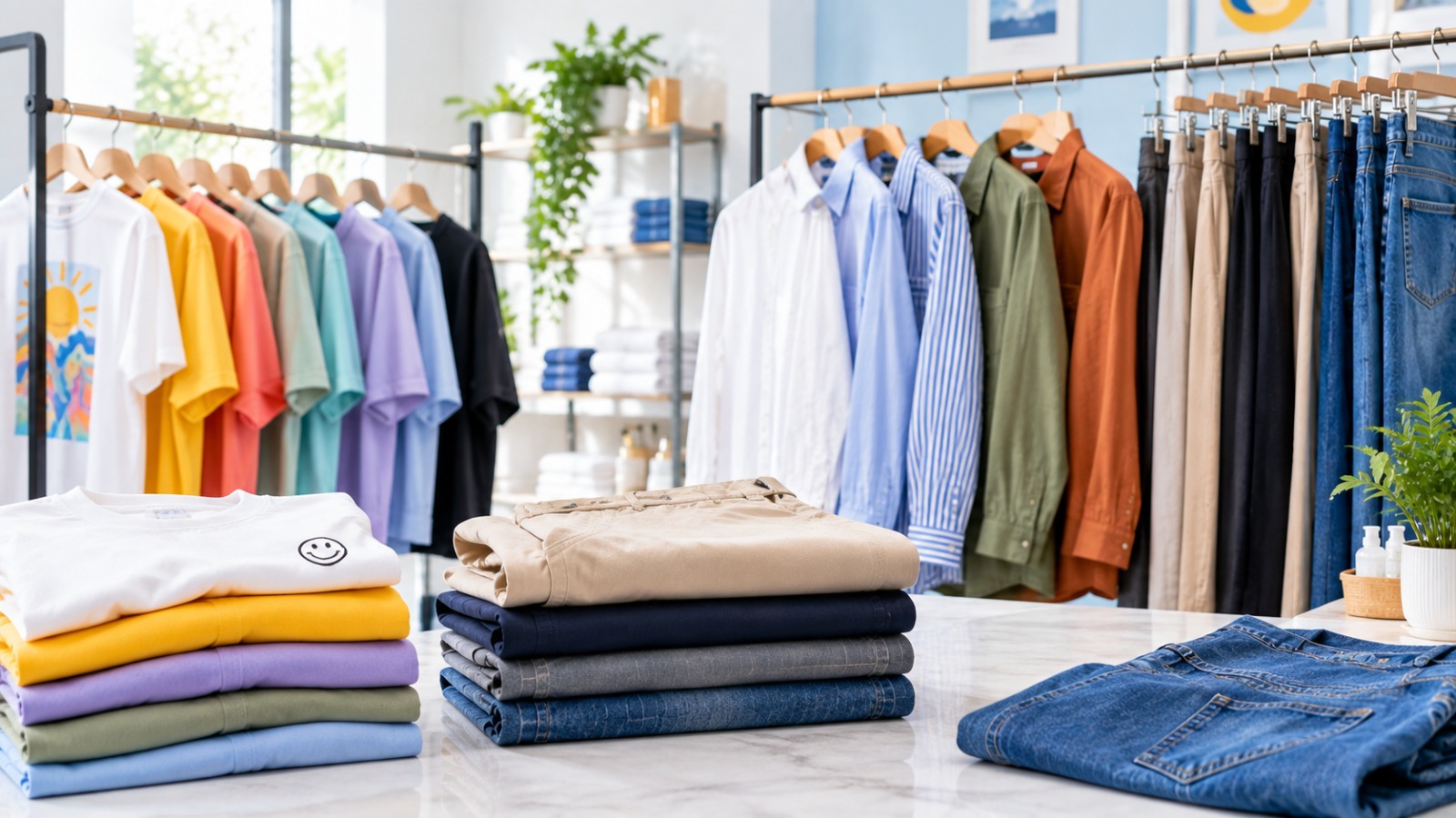 Shirts, T Shirts, Trousers & Denim